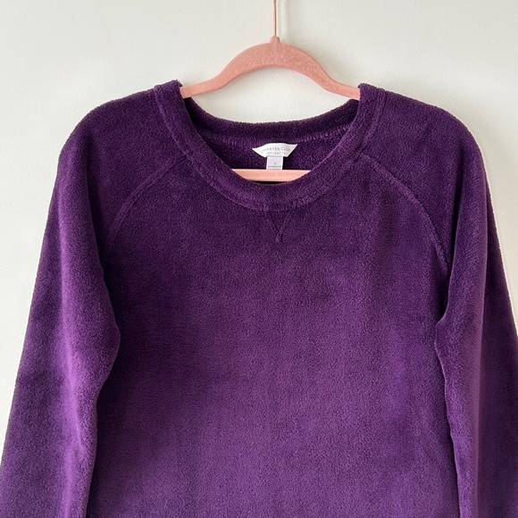 Charter Club Purple Plush Fleece Crewneck Top - Picture 2 of 16